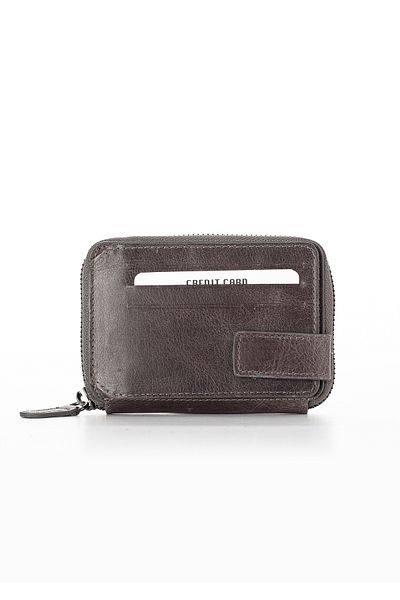 Niki Leather Πορτοφόλι Arya Vintage Δερμάτινο με φερμουάρ Unisex θήκη για κάρτες