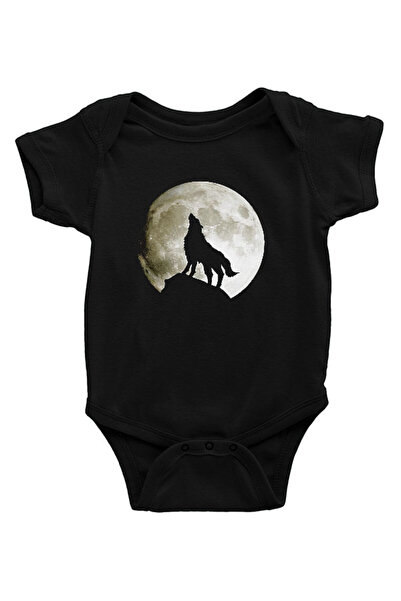 Darkhane Howling Wolf black Unisex baby body - Zıbın