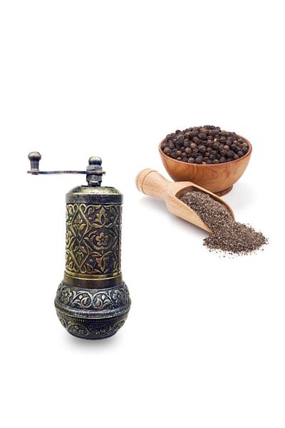 Axe Tools Historical Zamak Tiny Chubby Black Pepper Hand Grinder 11 cm Antique Yellow Antique Brass