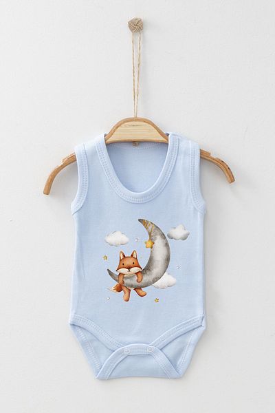 ADABEBEK Fox on the Moon Printed Strap Snap-On Bodysuit
