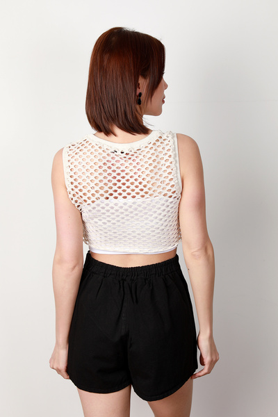 GİYSA Women's Mesh Crop Sweater