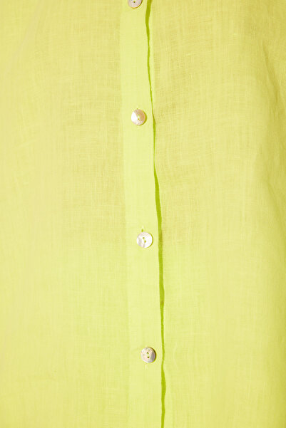 Trendyol Collection Yellow 100% Linen Oversize Shirt TWOSS24GO00122