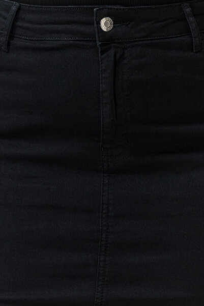 Trendyol Curve Fekete hasított magas derekú mini farmerszoknya TBBSS24AZ00052