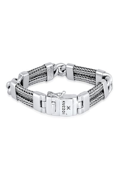 KUZZOI Armband Herren Gliederarmband Schlangenkette 925 Silber