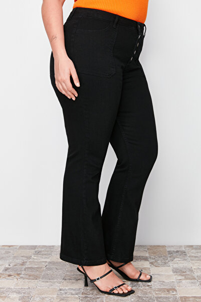 Trendyol Curve Black High Waist Comfort Spanish Leg Flare Fit Jean Tbbaw23Cj00033