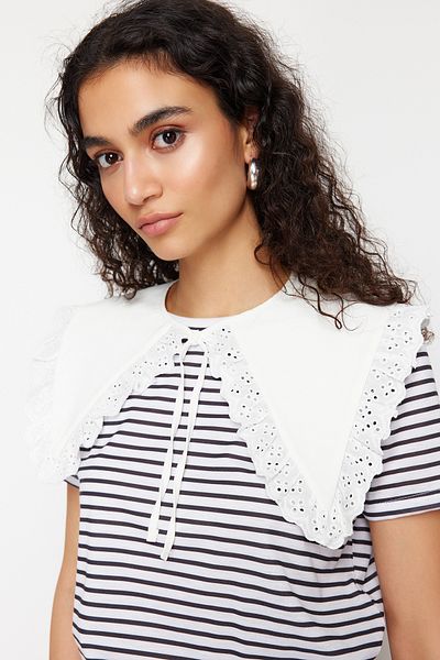 Trendyol Modest White Edge Embroidery Detailed Plug-and-Remove Collar Accessory TCTSS24DA00001