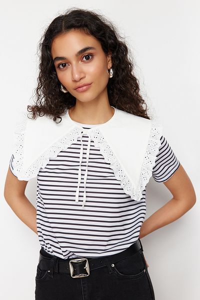 Trendyol Modest White Edge Embroidery Detailed Plug-and-Remove Collar Accessory TCTSS24DA00001