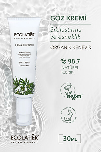 ECOLATIER Göz Kremi Sıkılaştırıcı %98,7 Doğal, Yaşlanma Karşıtı Göz Altı Organik Kenevir, 30ml
