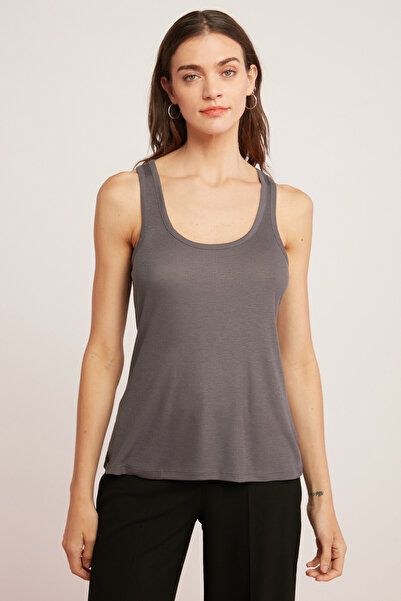 ETHIQUET Lorraine Women's Viscose Elastane Blend Lightly Draped Wide Strap Anthracite Undershirt