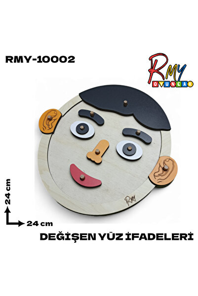 RMY Oyuncak Değişen Yüz İfadeleri Bul-Tak-Çıkar Ahşap Montessori Eğitim Mater...
