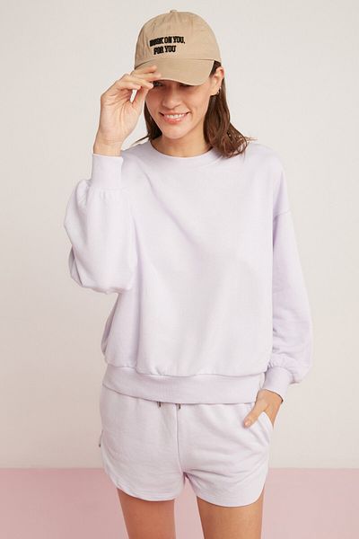 ETHIQUET Sahra Modest Damen – Fleece-Baumwoll-Oversize-Sweatshirt in Flieder