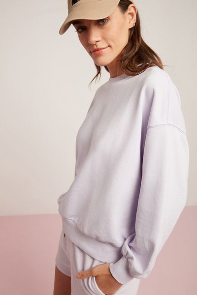 ETHIQUET Sahra Modest Damen – Fleece-Baumwoll-Oversize-Sweatshirt in Flieder