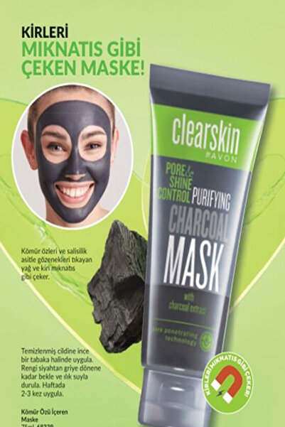 AVON Clearskin Pore Shine Kömür Maske 75 Ml. Yüz Toparlayıcı Ve Siyah Nokta T...