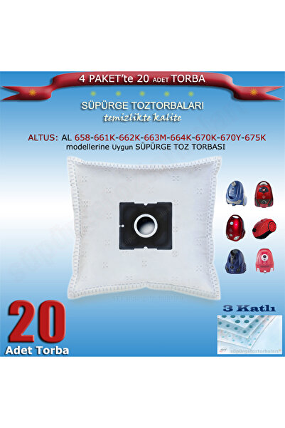 Altus AL 658-661K-662K-663M-664K-670K-670Y-675K serisi SÜPÜRGE TOZ TORBASI Uy...