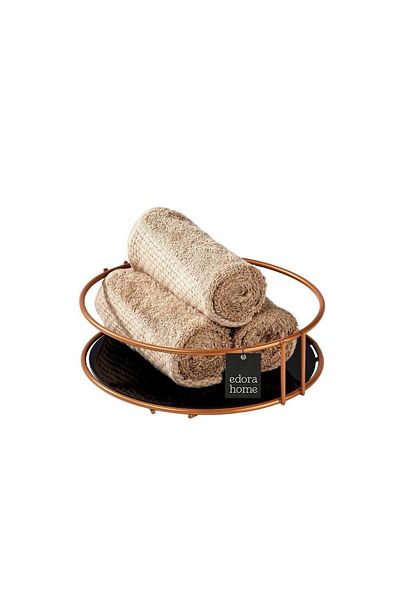Edora Home Rose Bathroom Organizer Cosmetic Jewelry Perfume Towel Organizer Presentation Tray Plexiglass - Metal Stainless