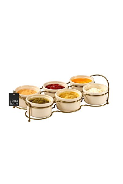 Edora Home Gold Six Compartment Snack Bowl, Sauce Bowl, Jam Bowl, Presentation Bowl, Breakfast Food Set - Metal Stainless