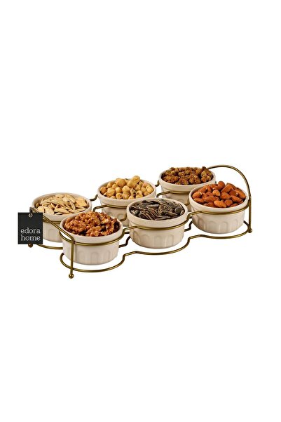 Edora Home Gold Six Compartment Snack Bowl, Sauce Bowl, Jam Bowl, Presentation Bowl, Breakfast Food Set - Metal Stainless