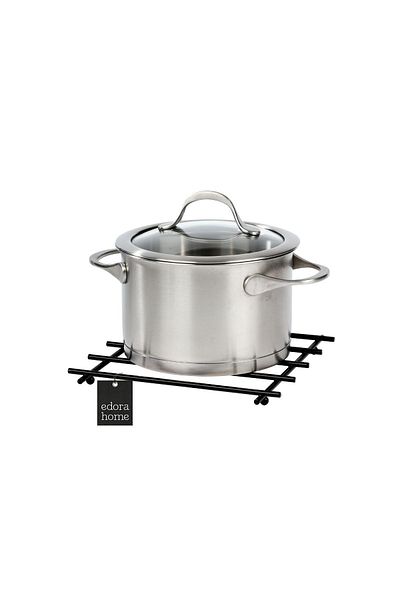 Edora Home Black Flat Bar Fireproof Trivet, Counter Top Base - Metal Stainless