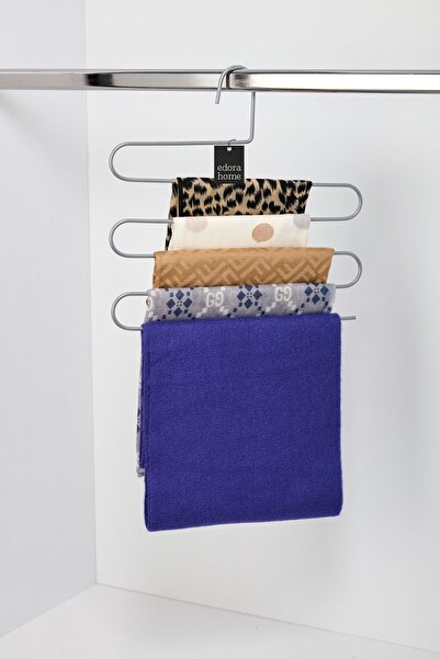 Edora Home Dulap argintiu cu 5 straturi pentru haine pentru pantaloni, șal, umeraș pentru eșarfe, cuier pentru garderobă - metal inoxidabil