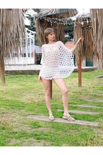 CEMKA Tunik Lase İp Ajurlu Model Kayık Yaka