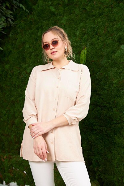 RMG Πουκάμισο Mink μεγάλου μεγέθους με λεπτομέρεια στο πλάι