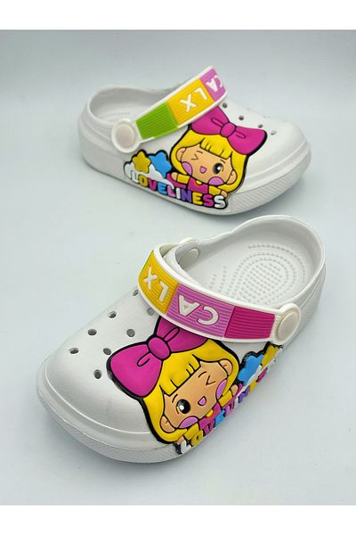 Hızlı Al PRINCESS FIGURED CHILD BABY SANDALS SLIPPERS CROSS SLIPPERS