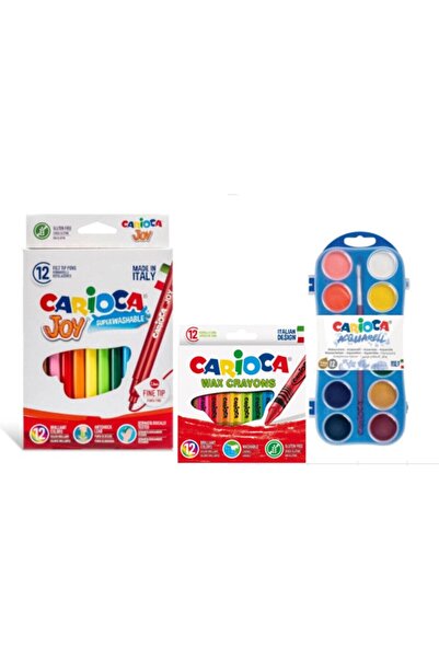 CARIOCA Yıkanabilir Keçeli Boya Kalemi 12li & Wax Yıkanabilir Pastel Boya Kal...