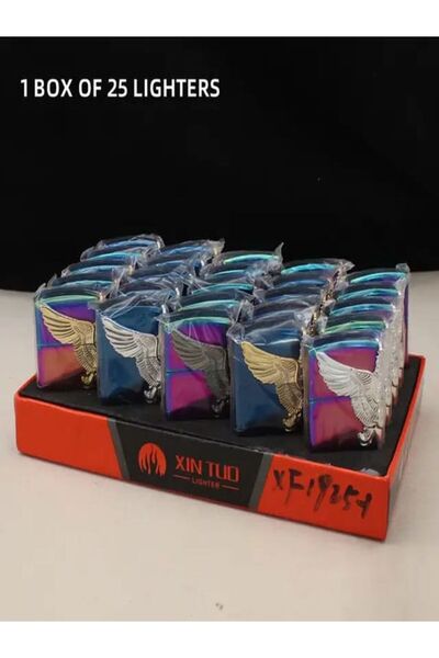 HK GİFT SHOP Kabartmalı kanatlı melek figürlü metal gazlı çakmak