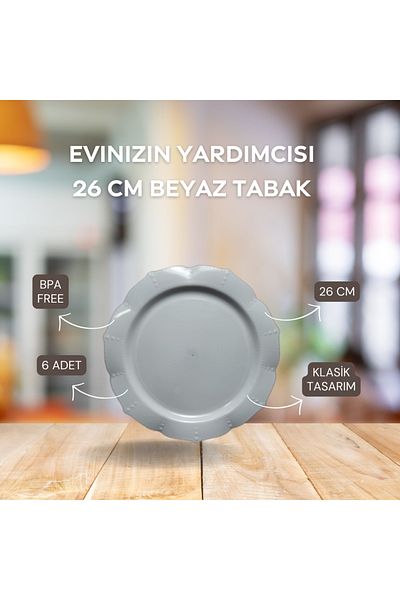 Evinizin Yardımcısı 26 cm Mica Plate - 6 Birthday and Party Plate