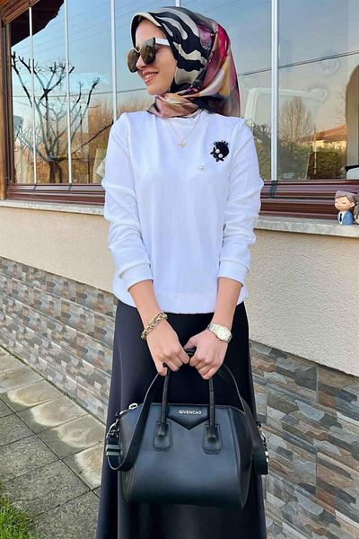 Rabia Şamlı Σατέν Μαύρη Φούστα