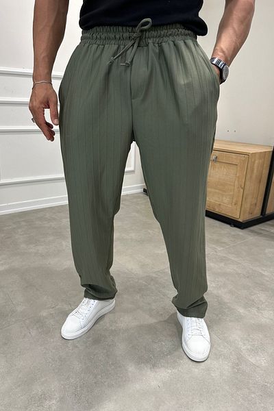 MADZEYMODA Ανδρικό φαρδύ Loose Fit Khaki Green Jogger