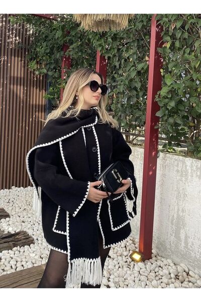 Hooopstore شال طوق مضلع سترة