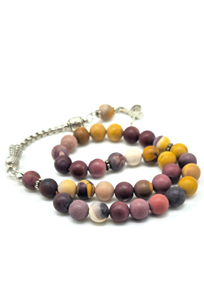 Doğal Mokait Jasper Taşı Tesbih 8 mm Küre Kesim