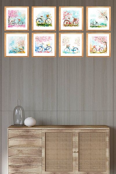 Nod Set de pictură decorativă din MDF cu aspect de cadru din lemn, 8 piese, picturi murale pentru birou, acasă, salon