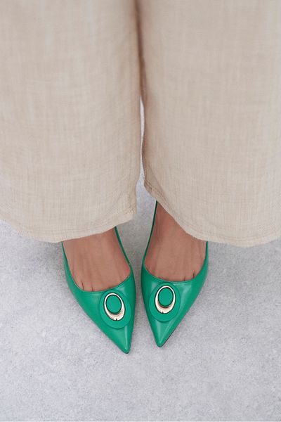 NİŞANTAŞI SHOES Darian Grass Green Matte Accessoire Detail Damen-Schuhe mit Absatz