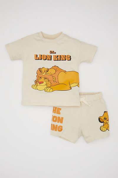 DeFacto Disney Lion King Baby Boy 2-Piece Set - Crew Neck Short Sleeve T-Shirt and Shorts C5351A524Sm