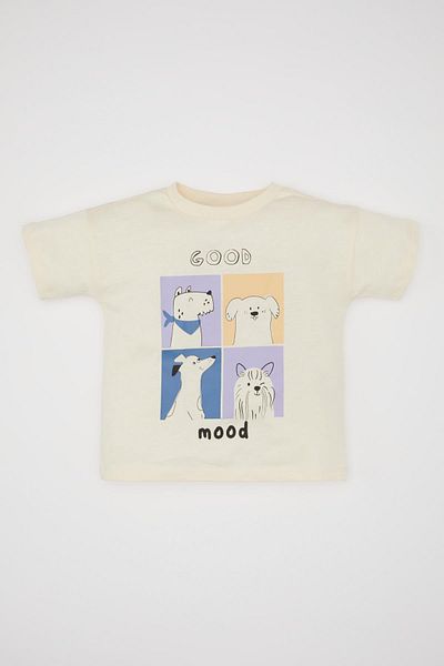 DeFacto Baby Boy Crew Neck Dog Printed Short Sleeve T-Shirt C1338a524sm