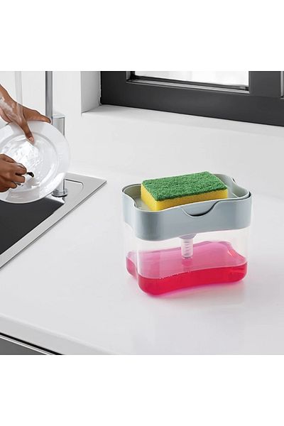ORGANİZERS Sponge Soap Dispenser with Detergent Tank and Pump