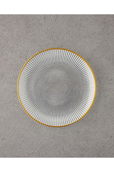 English Home Graceful Shapes Glass Cake Plate Gold