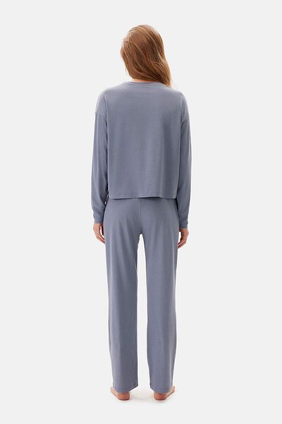 Dagi Langärmliges Pyjama-Set mit Bis-Kragen in Blau von Cellliant