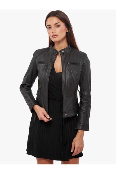Derimont's Women's Black Genuine Leather Coat