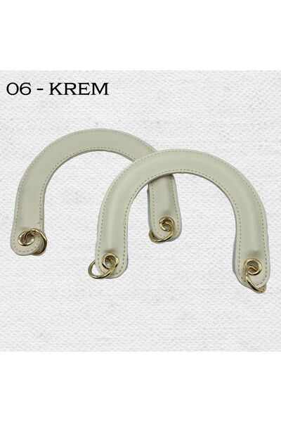 Oxford İplik Model Çanta Sapı Suni Deri Metal Halkalı - 06 Krem