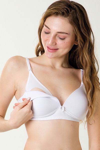 MS HAMİLE İÇ GİYİM Sutien de maternitate pentru alăptare acoperit alb - Hg0103