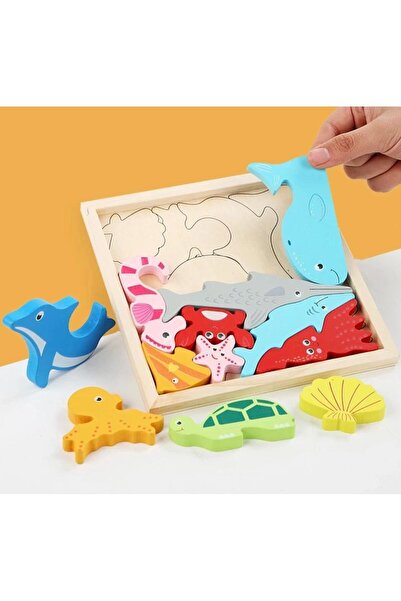 SAMTOYS لعبة ألغاز خشبية ثلاثية الأبعاد بولتاك مونتيسوري التنموية قطعة واحدة ...