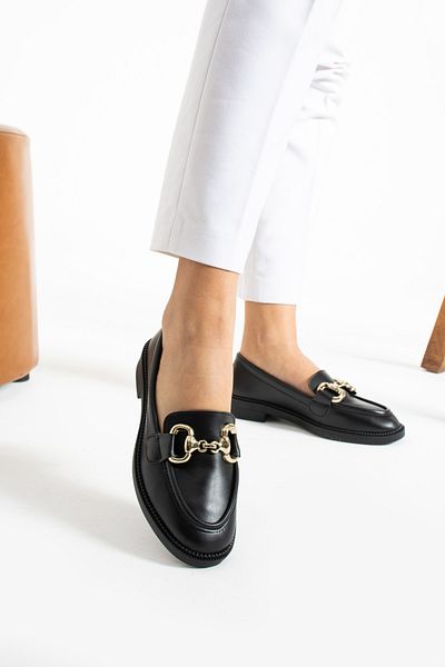 İnan Ayakkabı Women's Black Leofer - Daily Casual Shoes (3 CM)
