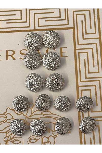 ODDA TASARIM ATÖLYESİ Silver colored blazer jacket button set with mesh crossing detail
