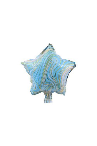 Partifabrik Retro Marble Patterned Blue Star Foil Balloon 40 cm