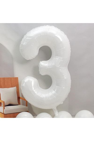 Partifabrik 3 Years Old White Number Foil Balloon