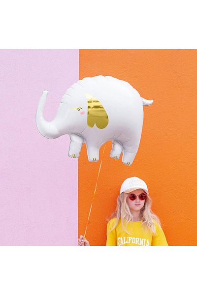 Partifabrik Cute White Elephant Foil Balloon