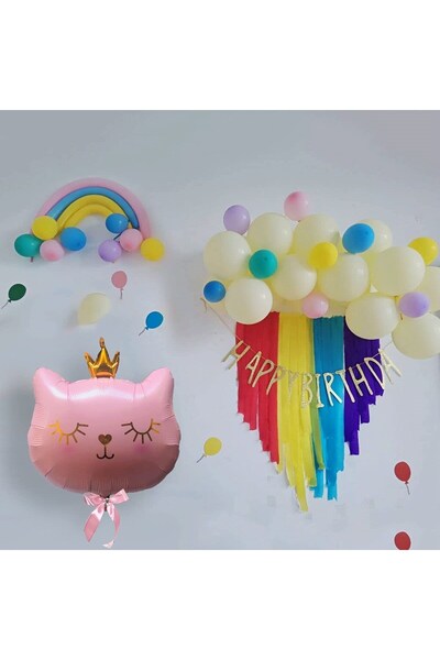 Partifabrik Pembe Makaron Kedi Kafası Balon 56 Cm